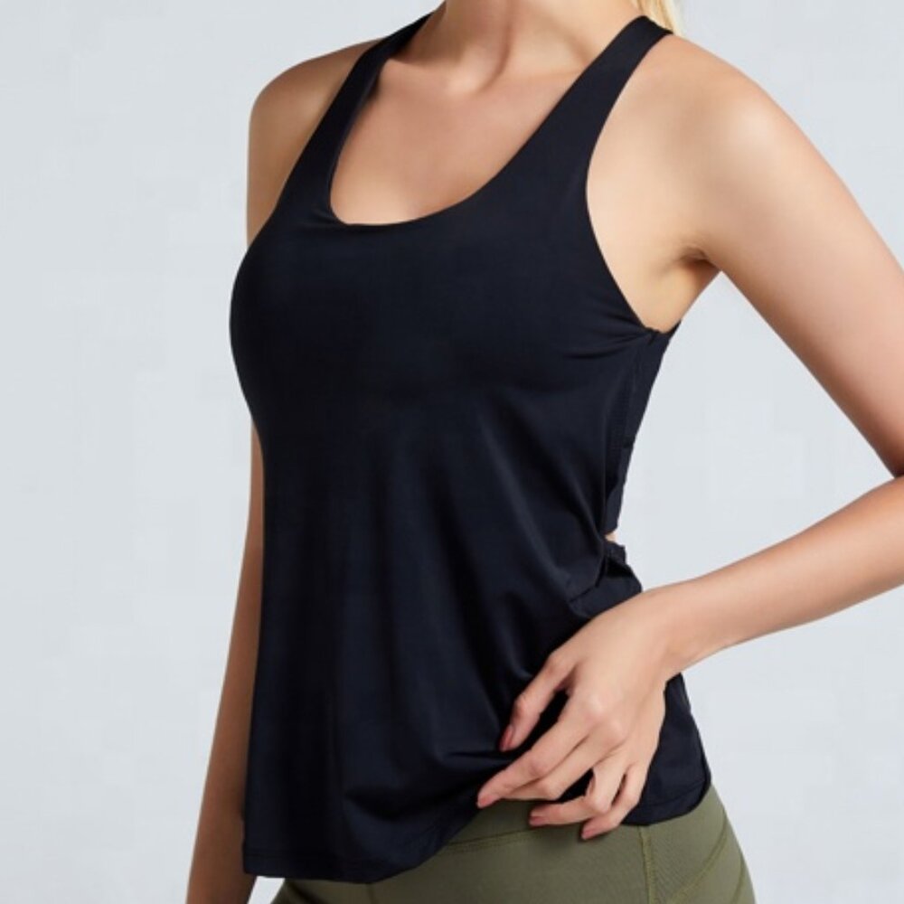 Magnolia Athletica Sicura High Impact Cross Back Sports Bra Tank Top NEW BLACK